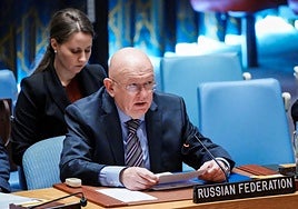 El embajador de Rusia ante las Naciones Unidas, Vassily Nebenzia, durante una intervención en el Consejo de Seguridad.