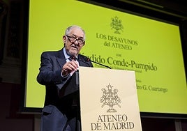 El presidente del TC, Cándido Conde-Pumpido, durante un evento en el Ateneo de Madrid.