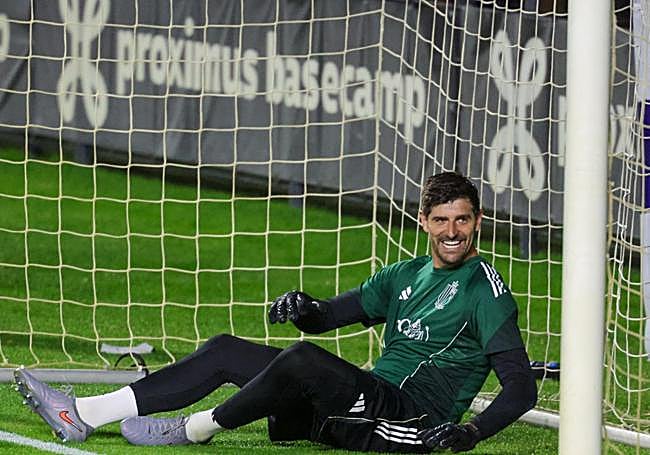 Thibaut Courtois, en un entrenamiento con Bélgica