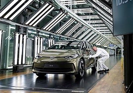 La extinta línea de montaje del Volkswagen ID.3 en Dresde, Alemania.