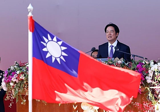 El presidente William Lai Ching-te, durante su alocución el viernes con motivo del Día Nacional de Taiwán.