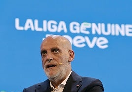 Javier Tebas, presidente de LaLiga, durante la presentación del documental «El Sentido», sobre LaLiga Genuine Moeve