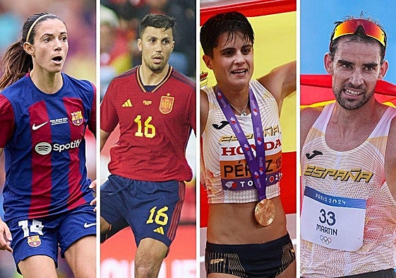 Aitana Bonmatí, Rodrigo Hernández, María Pérez y Álvaro Martín.