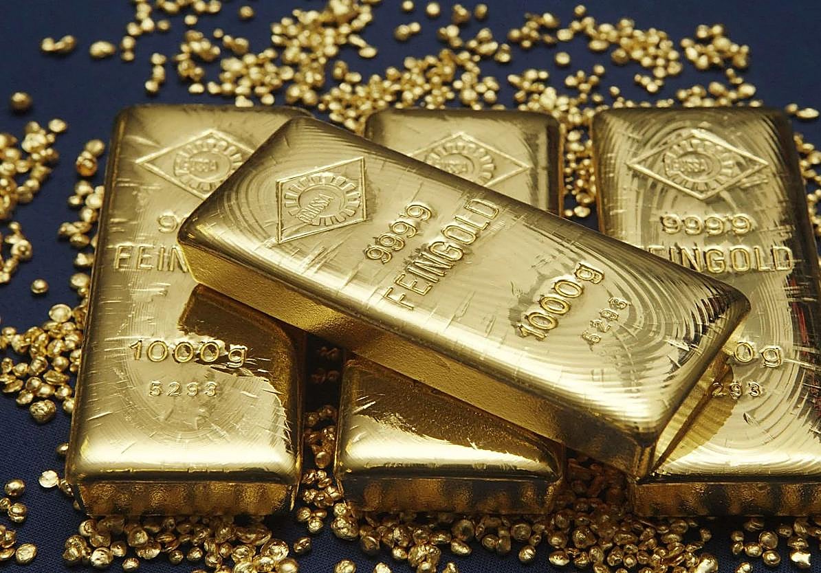 Gold bars manufactured by the Oegussa plant in Vienna