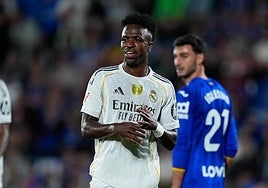 Vinicius, durante el Getafe-Real Madrid celebrado el domingo.
