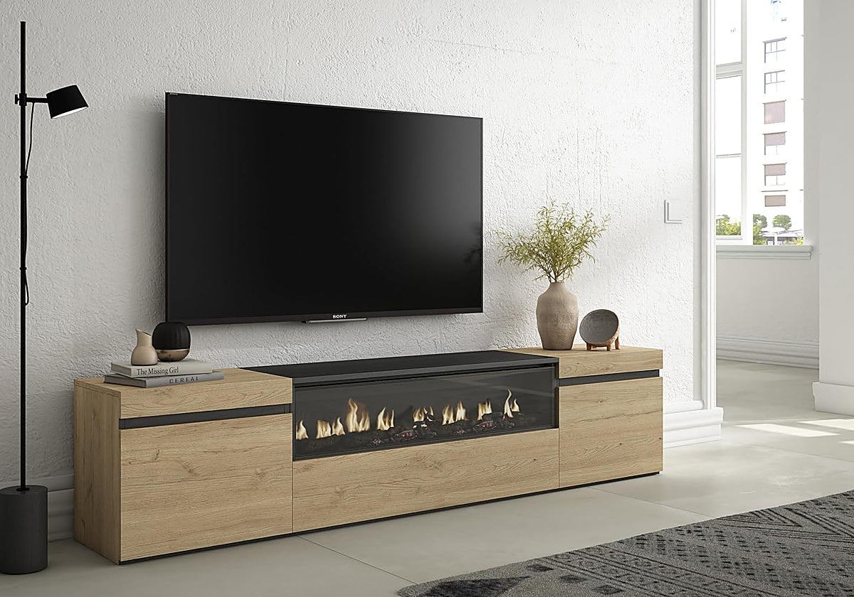 Este mueble de TV con chimenea eléctrica es un sueño hecho realidad