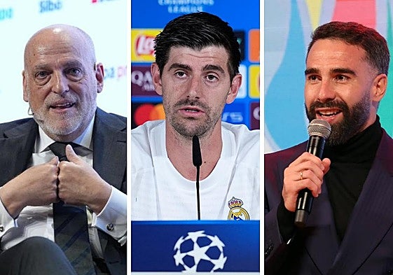 Javier Tebas, Thibaut Courtois y Dani Carvajal