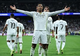 Jude Bellingham celebra su gol a la Juventus.