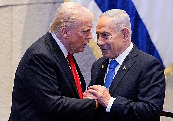Donald Trump y Benjamín Netanyahu en el parlamento israelí.