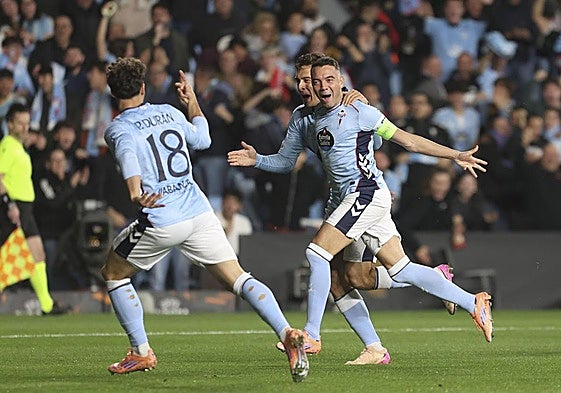 Iago Aspas celebra su gol al Niza.