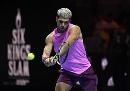 Carlos Alcaraz, durante la exhibición en Arabia Saudí.