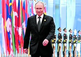 El presidente de Rusia, Vladímir Putin, durante los actos de bienvenida en una reciente visita a China.