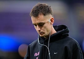 Marc Casadó, durante la previa del clásico.