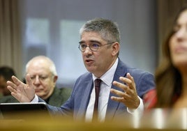 El senador de EH Bildu Gorka Elejabarrieta durante la comisión en el Senado.