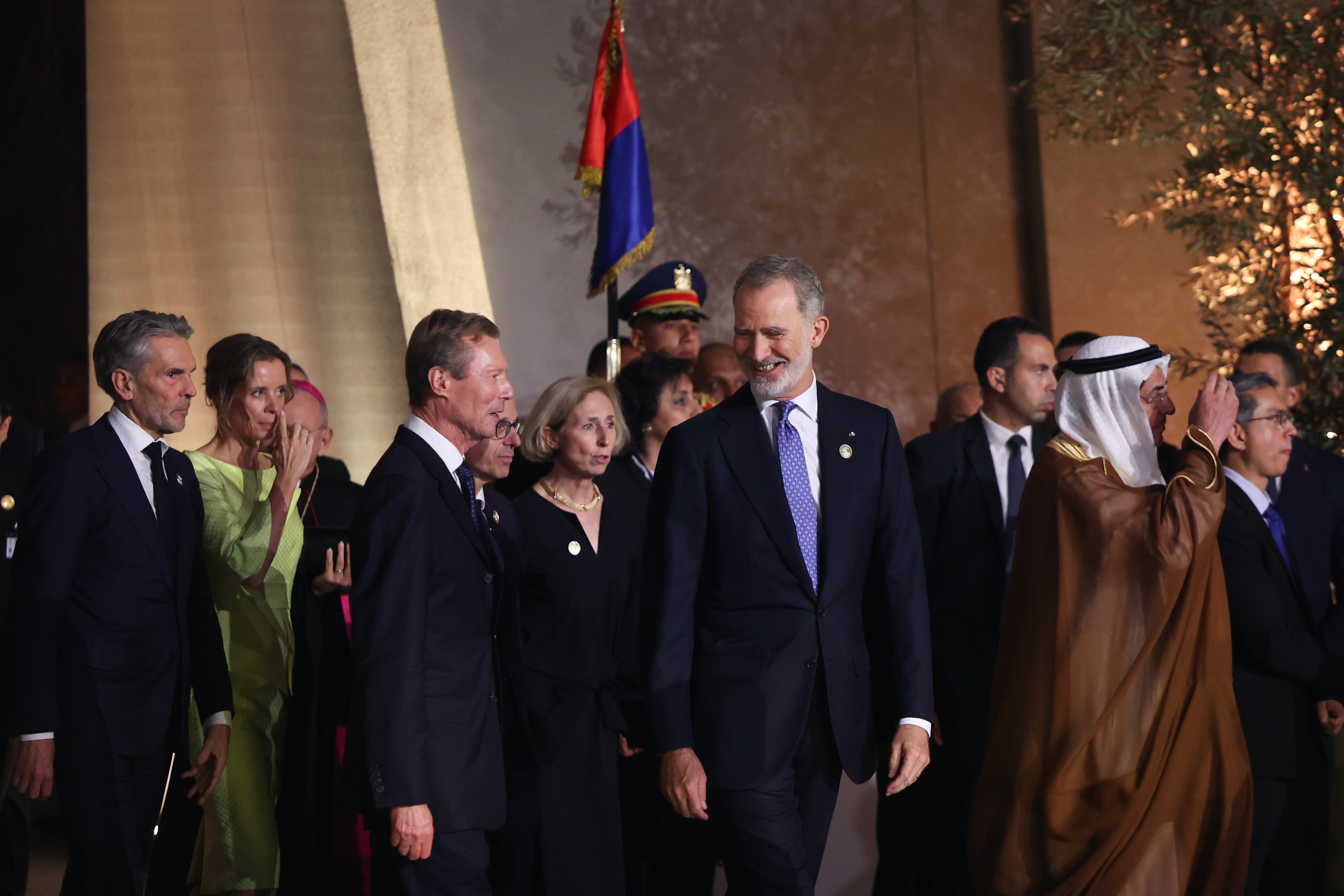 El rey Felipe VI de España durante la inauguración oficial del Gran Museo Egipcio.