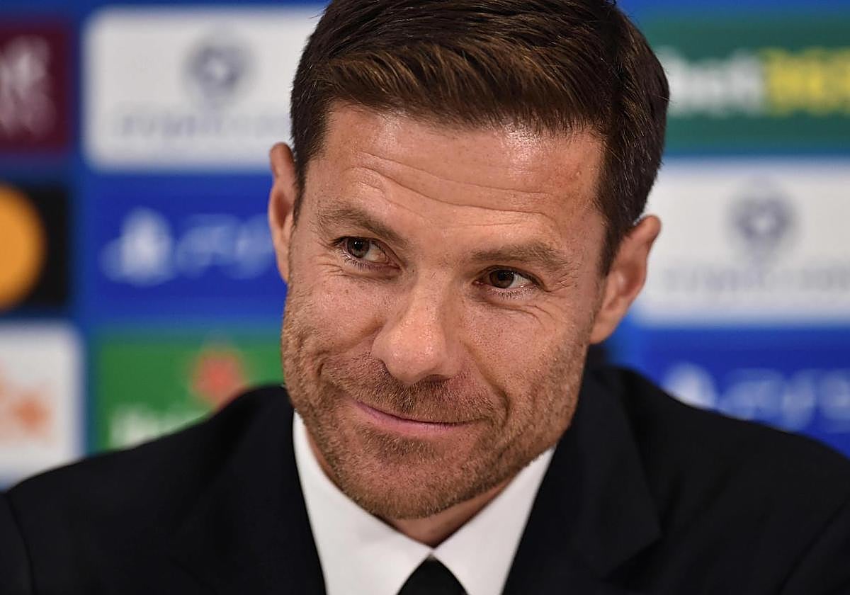 Xabi Alonso during the press conference.