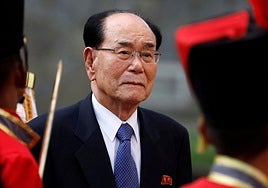 Kim Yong-nam en un acto en Caracas en 2018.