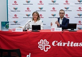 Un momento de la presentación del informe Foessa, hoy, en la sede de Cáritas.