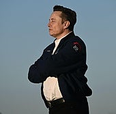 El magnate Elon Musk, en el aeropuerto de Morristown (New Jersey) para un acto promocional.