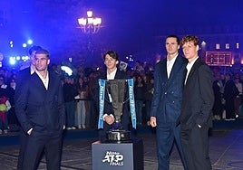 Carlos Alcaraz (i), durante la presentación de las Finales ATP.