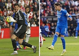 Courtois y Valverde, durante el partido entre el Rayo y el Real Madrid.