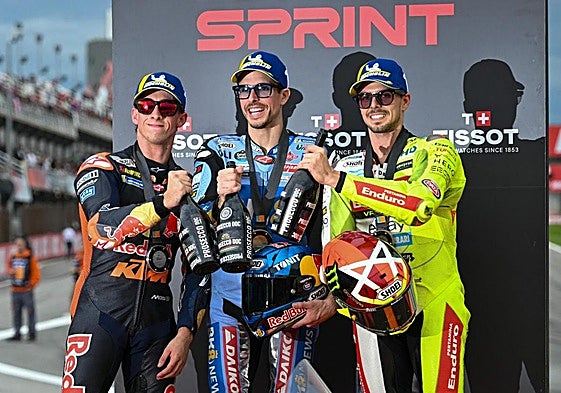 Pedro Acosta, Álex Marquez y Fabio Di Giannantonio