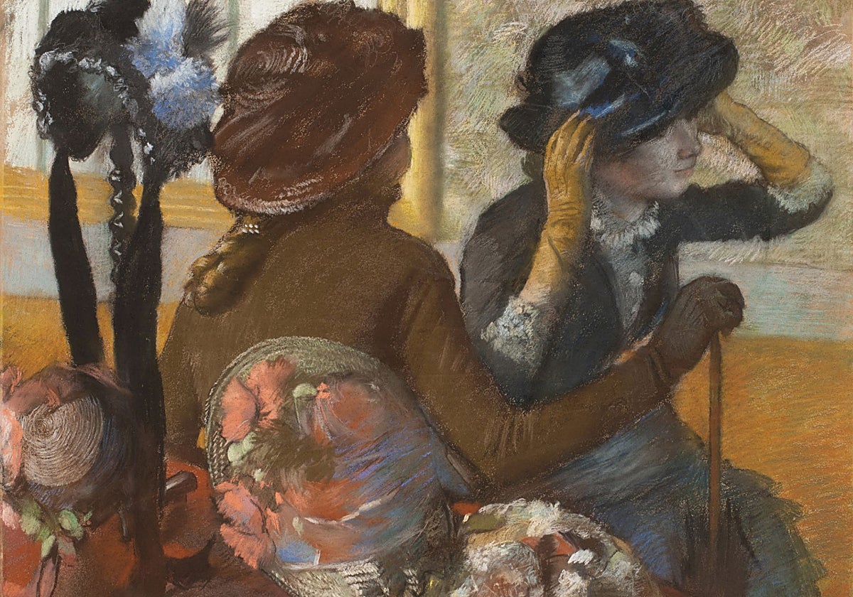 'En la sombrerería', pastel elaborado por Edgar Degas en 1882.