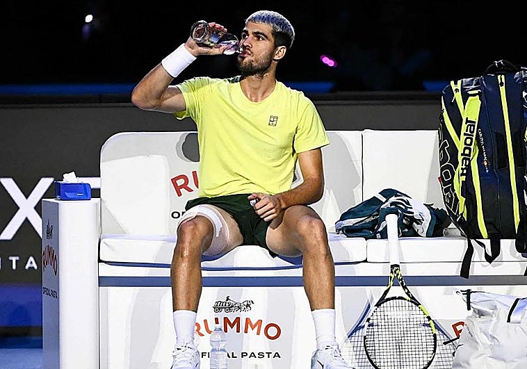 Carlos Alcaraz, en la final contra Sinner, este domingo