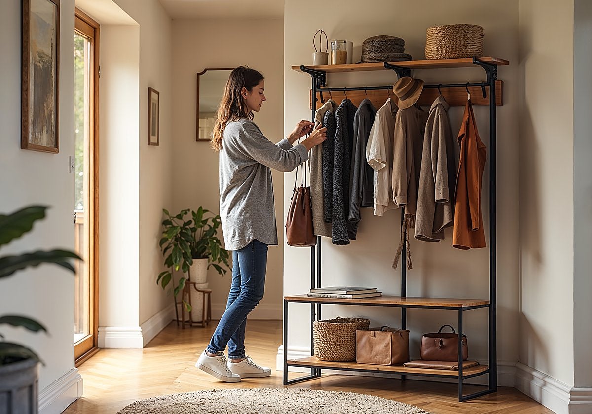 Estos bonitos percheros de pie son perfectos para organizar tu ropa y complementos