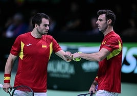 Martínez y Granollers celebran un punto.