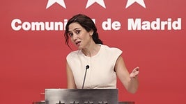 Isabel Díaz Ayuso comparece en la sede del Gobierno de la Comunidad de Madrid.