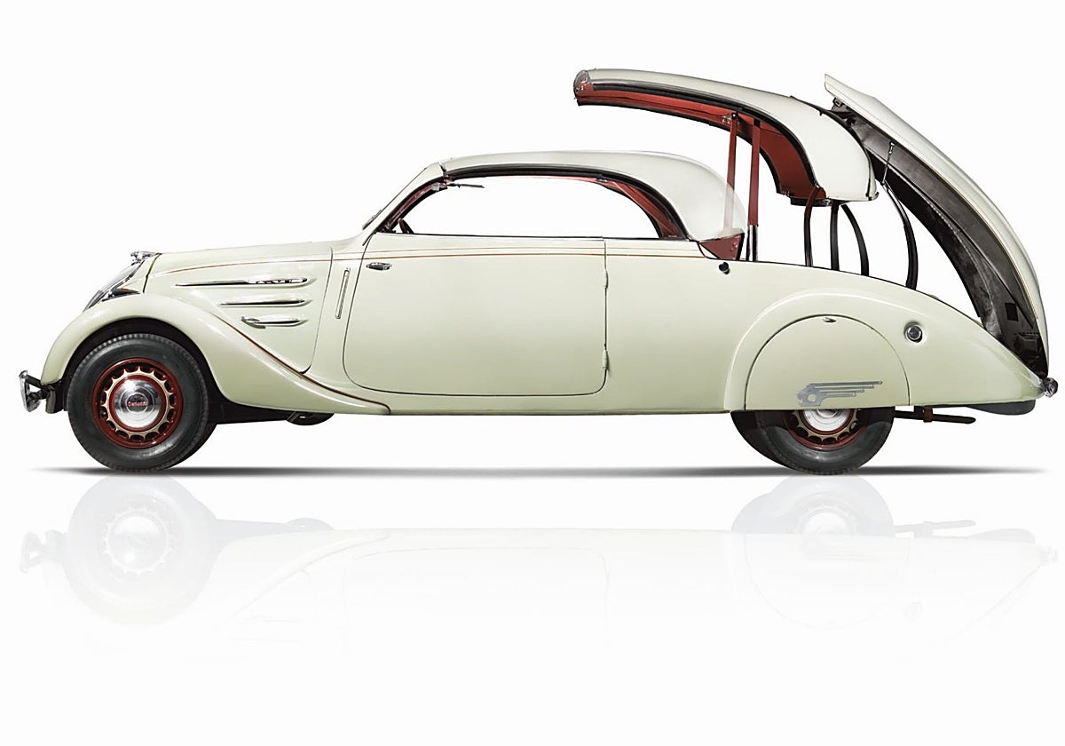 El sistema Eclipse, obra de Paulin, que permitía al Peugeot 402 ser coupé de techo duro y descapotable al tiempo