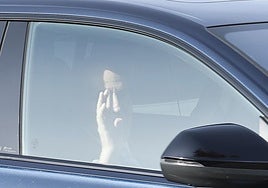 Juan Carlos I a su llegada este sábado a El Pardo.