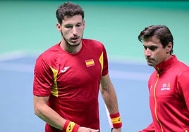 Pabo Carreño y David Ferrer, con gesto serio tras la derrota.