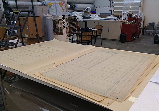 MoMa arşivlerinde bulunan Lilly Reich'in planlarından biri.