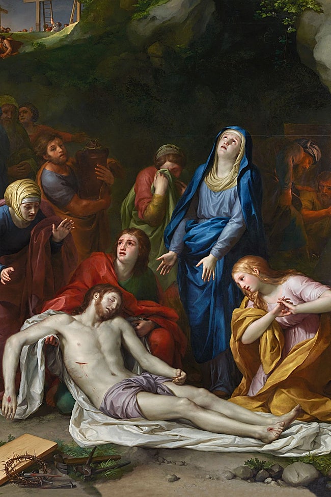 Lamentación sobre Cristo muerto Antonio Raphael Mengs. Óleo sobre tabla de nogal. (1768).