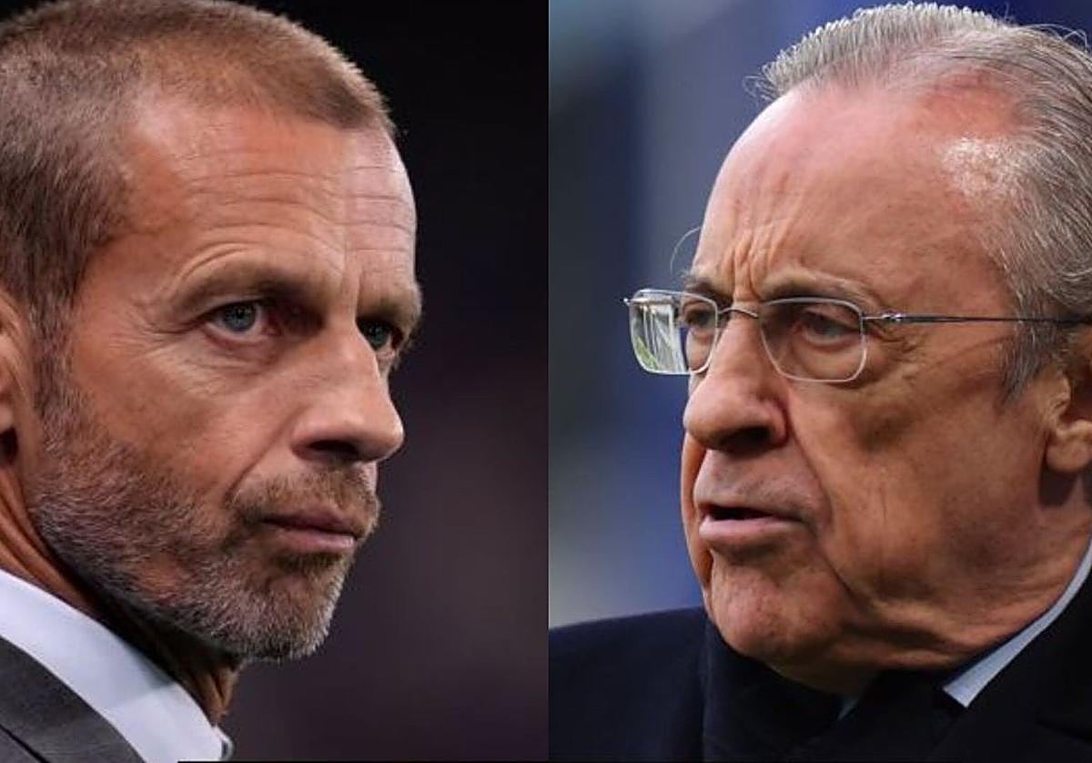 El presidente de la UEFA, Aleksander Ceferin, y el del Real Madrid, Florentino Pérez.