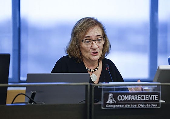 La presidenta de Airef, Cristina Herrero, en una comparecencia en el Congreso de los Diputados