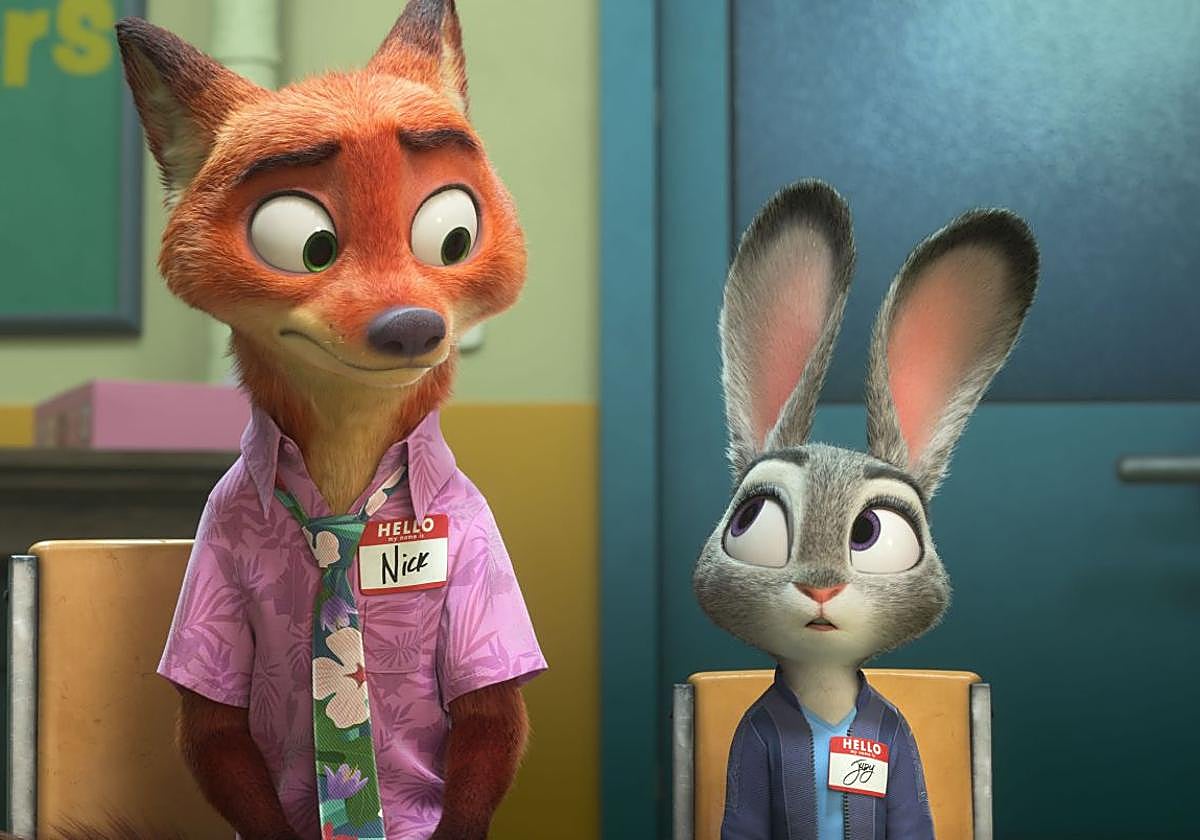 Nick y Judy, la pareja de policías protagonista, en terapia tras liarla en las calles de la ciudad.