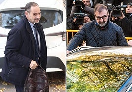 José Luis Ábalos y su exasesor Koldo García entrando este jueves en el Supremo para la vistilla de medidas cautelares