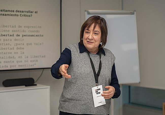 La filósofa Fátima Álvarez, autora del libro 'Tomarse la empresa con filosofía', durante la jornada de pensamiento crítico organizada por la comunidad Líderes con Propósito.
