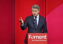 El presidente del PP, Alberto Núñez Feijóo, en un acto en Barcelona.