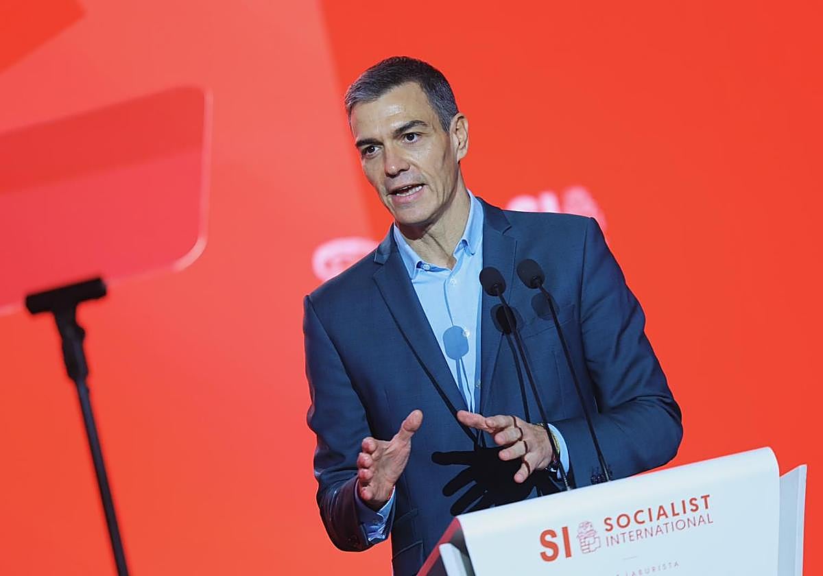 El presidente del Gobierno, Pedro Sánchez, durante su discurso en Malta.