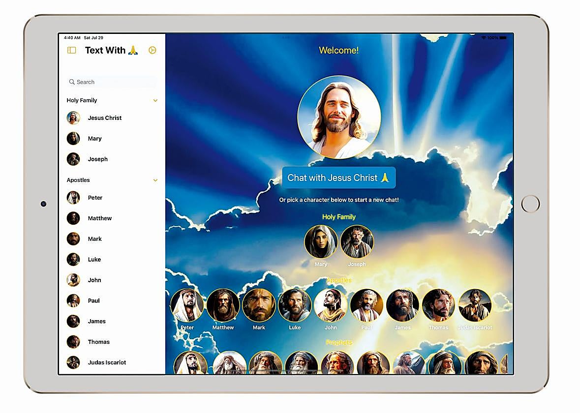 La popular aplicación Text With Jesus ofrece a los creyentes la opción de 'hablar' con personajes bíblicos.