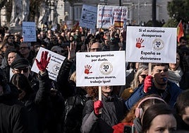 Manifestación de trabajadores autónomos en Madrid.
