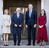 La reina Letizia, con un vestido de The 2nd Skin Co, en la recepción al presidente de Alemania.