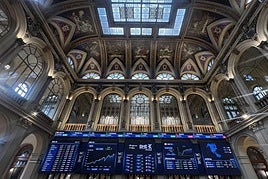 Interior de la Bolsa de Madrid.