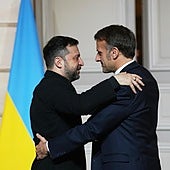 Volodímir Zelenski y Emmanuel Macron durante su último encuentro en París.