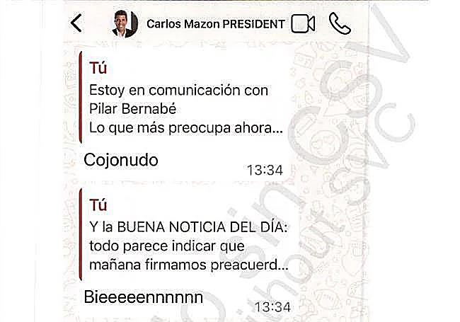 Whatsapp de Pradas a Mazón.