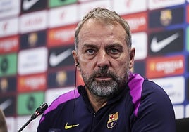 Hansi Flick, durante la rueda de prensa previa al duelo con el Betis.